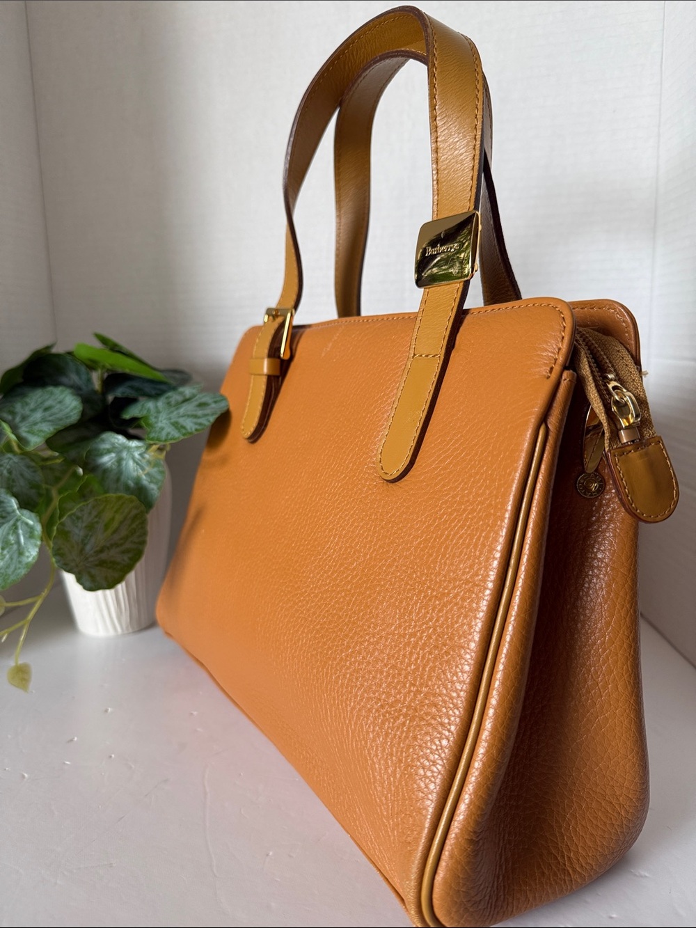 Burberry Women's Tan Leather Top-Handle Bag